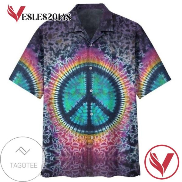 Flower Hippie 1 Hawaiian Graphic Print Short Sleeve Hawaiian Casual Shirt Vesles2014S