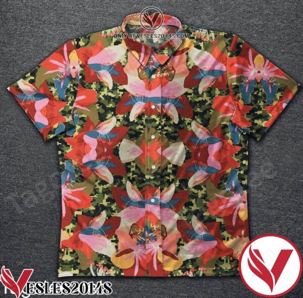 Flower Pattern Camouflage Hawaiian Shirt, Unique Gifts For Friends - Vesles2014S 1
