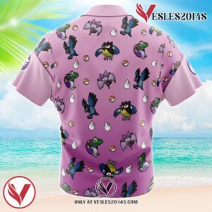 Flying Type Pattern Pokemon Hawaiian Button Up Shirt, Perfect Gifts For Anime Lovers - Vesles2014S 1