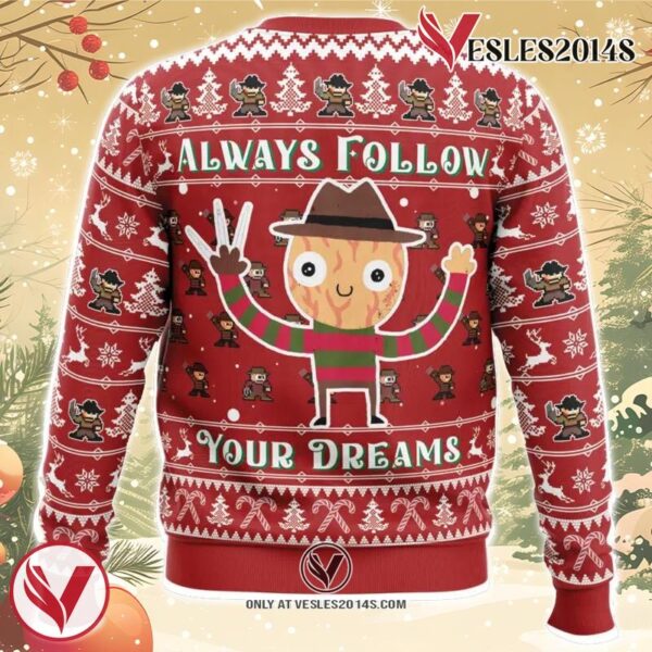 Follow Your Dreams Nightmare on Elm Street Ugly Christmas Sweater, Unique Christmas Gift For Fans - Vesles2014S 1