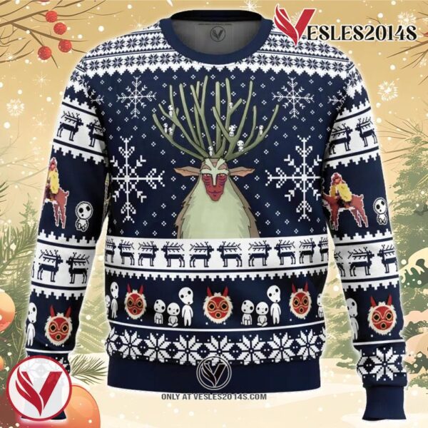 Forest Spirit Princess Mononoke Ugly Christmas Sweater, Unique Christmas Gift For Fans - Vesles2014S