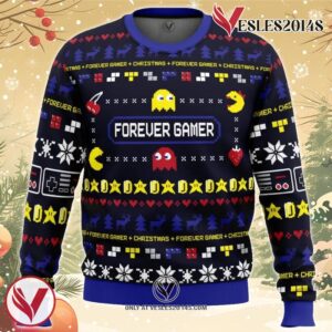 Forever Gamer Christmas Pac-Man Ugly Christmas Sweater, Unique Christmas Gift For Fans - Vesles2014S