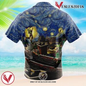 Fortnite Starry Night Tilted Towers Hawaiian Button Up Shirt, Perfect Gifts For Anime Lovers - Vesles2014S 1