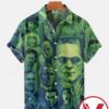 Frankenstein And Horror Characters Green Abstract Halloween Hawaiian Shirt, Unique Gifts For Friends - Vesles2014S 1