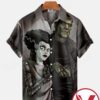 Frankenstein And The Bride Art Halloween Hawaiian Shirt, Unique Gifts For Friends - Vesles2014S 1