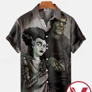 Frankenstein And The Bride Art Halloween Hawaiian Shirt, Unique Gifts For Friends - Vesles2014S 1