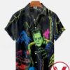 Frankenstein Black Light Poster Halloween Hawaiian Shirt, Unique Gifts For Friends - Vesles2014S 1