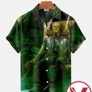 Frankenstein Chained To A Chair Halloween Hawaiian Shirt, Unique Gifts For Friends - Vesles2014S 1