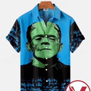 Frankenstein Horror Blue Halloween Hawaiian Shirt, Unique Gifts For Friends - Vesles2014S 1