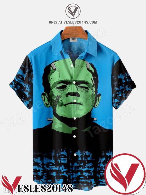 Frankenstein Horror Blue Halloween Hawaiian Shirt, Unique Gifts For Friends - Vesles2014S 1