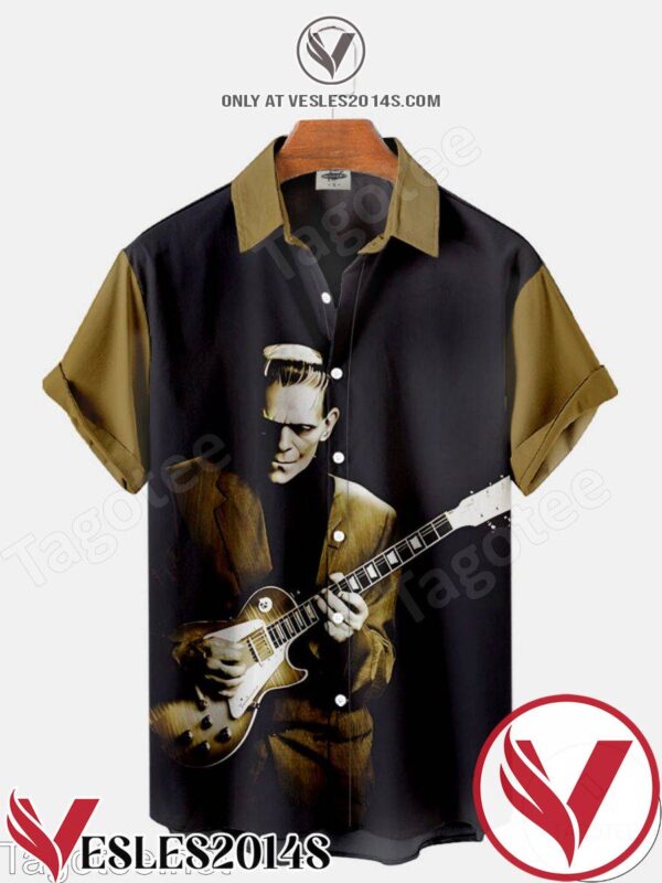 Frankenstein Playing Guitar Halloween Hawaiian Shirt, Unique Gifts For Friends - Vesles2014S 1