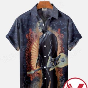 Frankenstein Smoking And Holding A Guitar Halloween Hawaiian Shirt, Unique Gifts For Friends - Vesles2014S 1