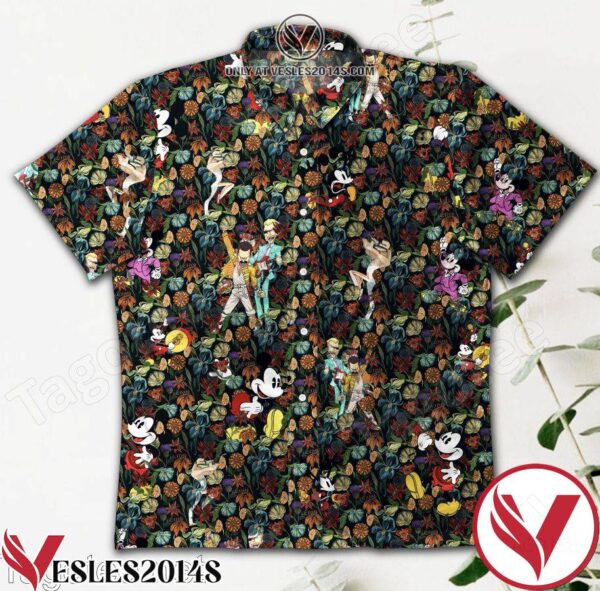 Freddie Mercury And David Bowie And Mickey Flower Hawaiian Shirt, Unique Gifts For Friends - Vesles2014S 1