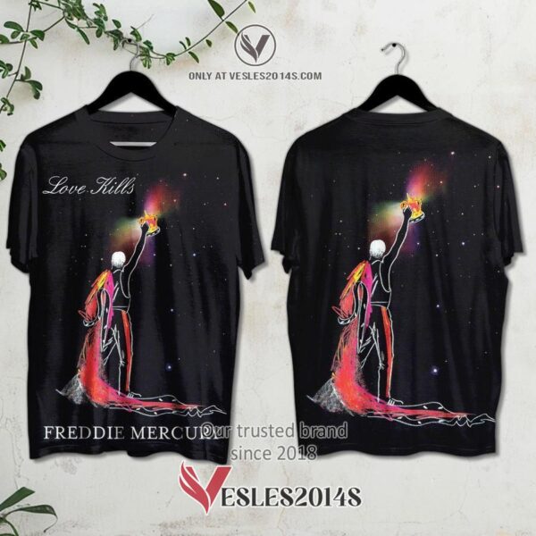 Freddie Mercury-Love Kills Album 3D Shirt, Unique Gifts For Music Lovers - Vesles2014S