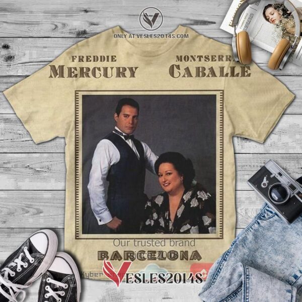 Freddie Mercury Montserrat Caballe Barcelona Album 3D Shirt, Unique Gifts For Music Lovers - Vesles2014S