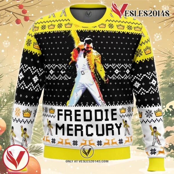 Freddie Mercury Queen Ugly Christmas Sweater, Unique Christmas Gift For Fans - Vesles2014S