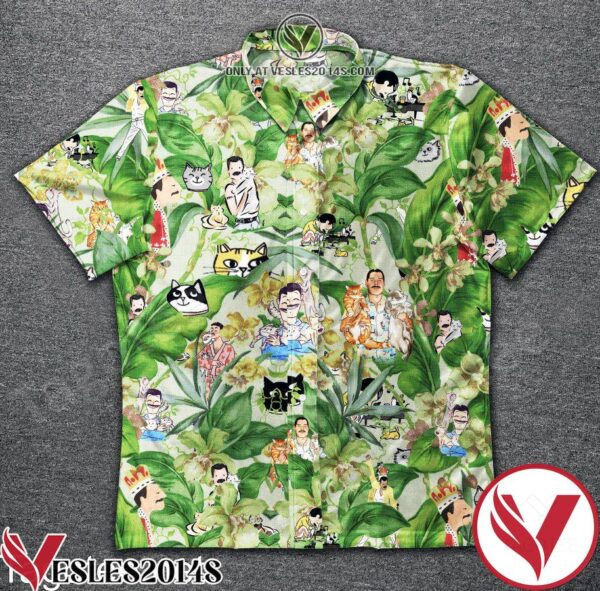 Freddie Mercury With Cats Orchid Flower Hawaiian Shirt, Unique Gifts For Friends - Vesles2014S 1