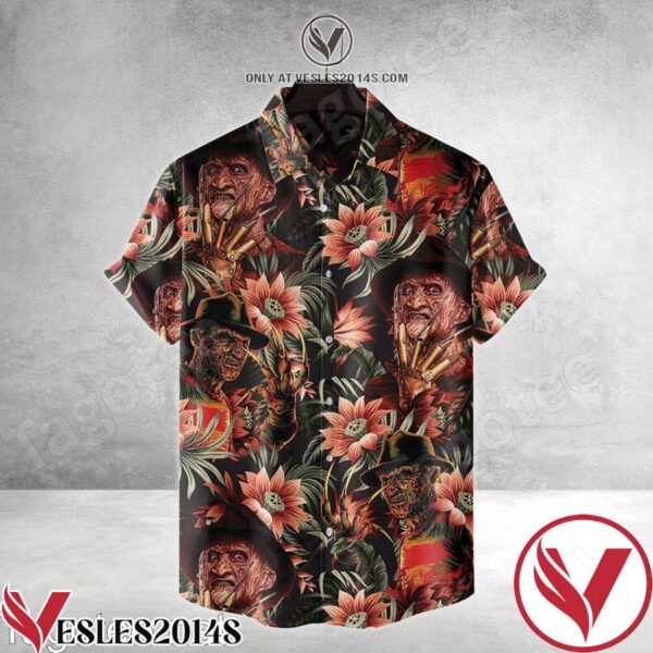 Freddy Krueger And Flower Hawaiian Shirt, Unique Gifts For Friends - Vesles2014S 1