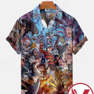Freddy Krueger And Horror Friends Halloween Hawaiian Shirt, Unique Gifts For Friends - Vesles2014S 1