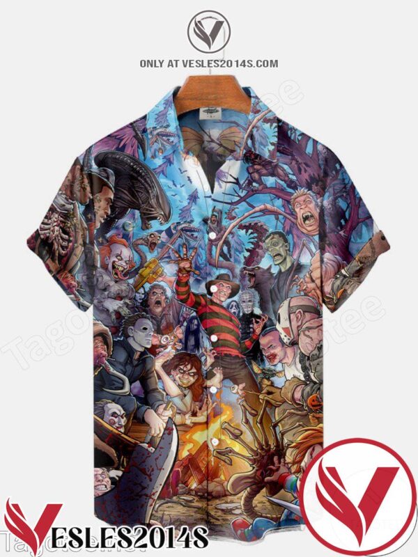 Freddy Krueger And Horror Friends Halloween Hawaiian Shirt, Unique Gifts For Friends - Vesles2014S 1