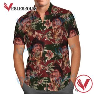 Freddy Krueger Hibiscus Flower Halloween Casual Beach Full Printing Hawaiian Shirt Vesles2014S