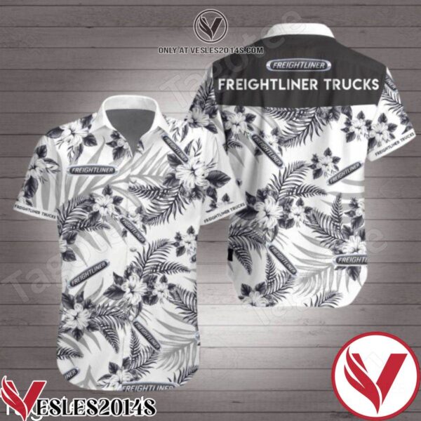 Freightliner Trucks Black Tropical Floral White Hawaiian Shirt, Unique Gifts For Friends - Vesles2014S 1