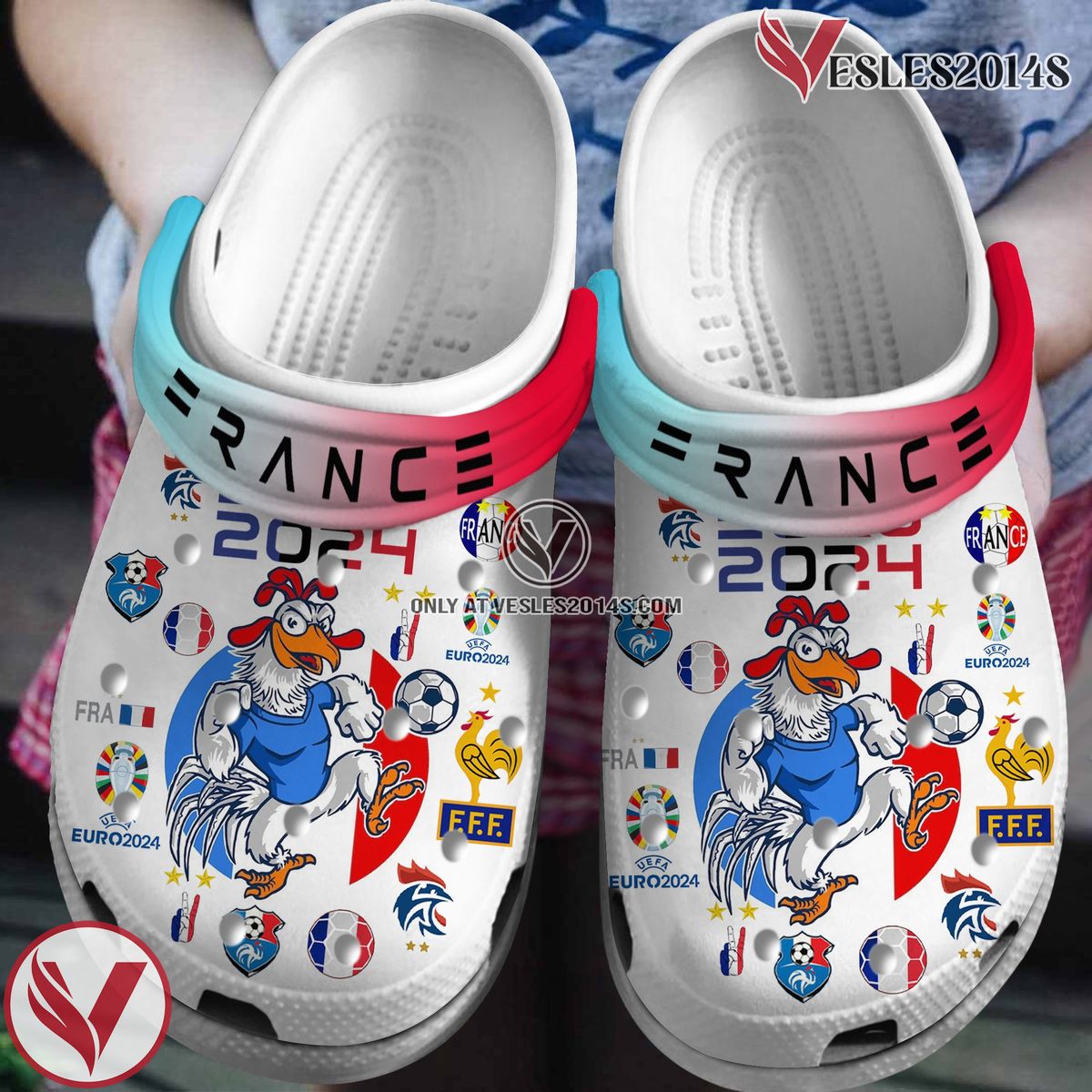French National Football Team 2024 EuroCrocs Crocband Clogs Shoes Comfortable For Men Women and Kids, Unique Gift From Vesles2014S
