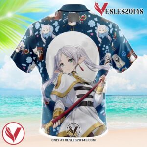 Frieren Beyond Journey’s End Pattern Hawaiian Button Up Shirt, Perfect Gifts For Anime Lovers - Vesles2014S