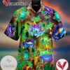 Frogs and mushrooms Print Short Sleeve Hawaiian Casual Shirt Vesles2014S