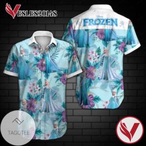 Frozen Hawaiian Graphic Print Short Sleeve Hawaiian Casual Shirt Vesles2014S 1