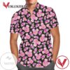 Fuchsia Pink Floral Minnie Ears For men And Women Graphic Print Short Sleeve Hawaiian Casual Shirt Vesles2014S