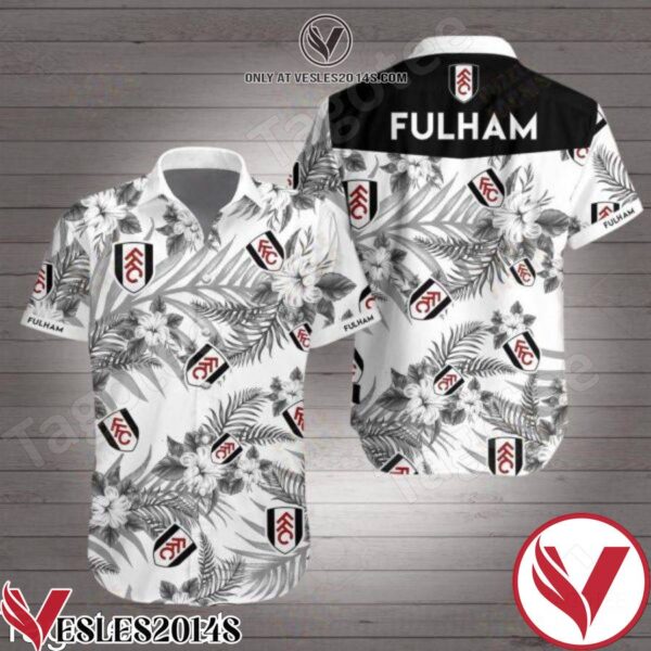 Fulham Black Tropical Floral White Hawaiian Shirt, Unique Gifts For Friends - Vesles2014S 1