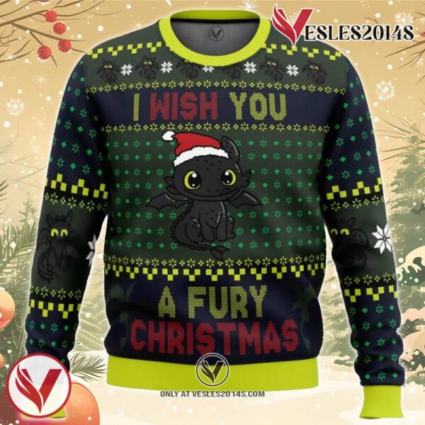 Fury Christmas Toothless Ugly Christmas Sweater, Unique Christmas Gift For Fans - Vesles2014S