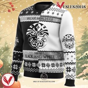 Game of Thrones House Black and White Ugly Christmas Sweater, Unique Christmas Gift For Fans - Vesles2014S 1