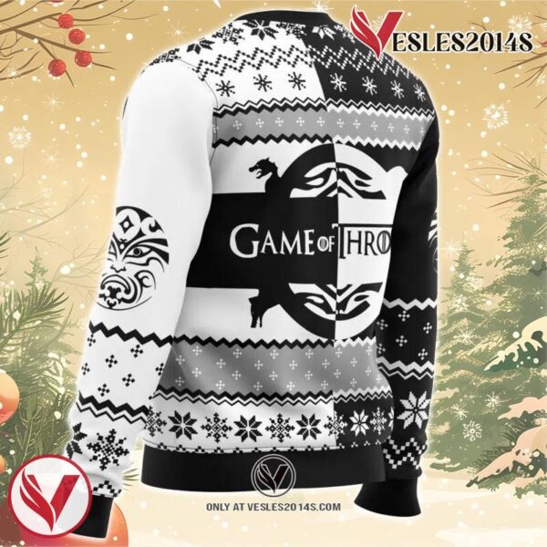 Game of Thrones House Black and White Ugly Christmas Sweater, Unique Christmas Gift For Fans - Vesles2014S 2