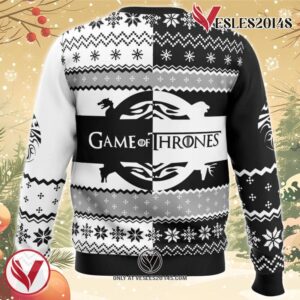 Game of Thrones House Black and White Ugly Christmas Sweater, Unique Christmas Gift For Fans - Vesles2014S 3