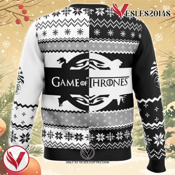 Game of Thrones House Black and White Ugly Christmas Sweater, Unique Christmas Gift For Fans - Vesles2014S 3