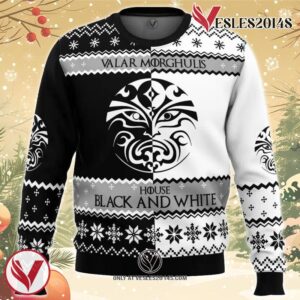 Game of Thrones House Black and White Ugly Christmas Sweater, Unique Christmas Gift For Fans - Vesles2014S
