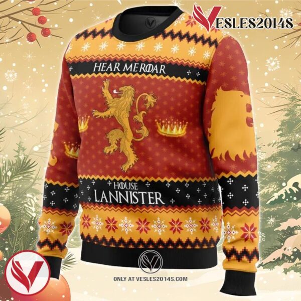 Game of Thrones House Lannister Ugly Christmas Sweater, Unique Christmas Gift For Fans - Vesles2014S 1