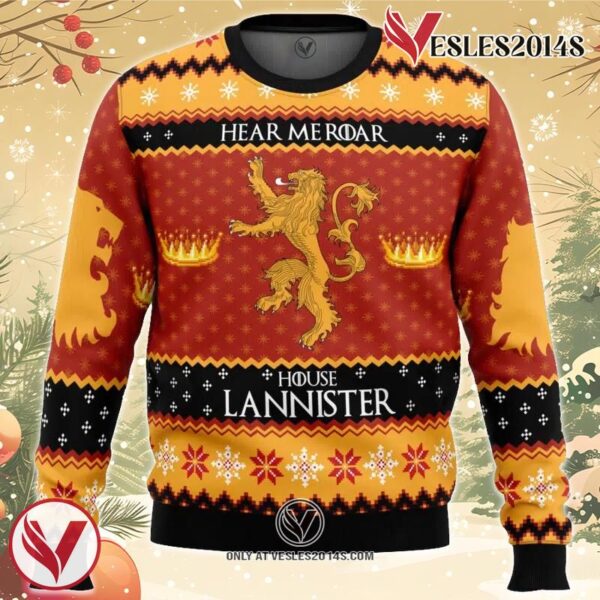 Game of Thrones House Lannister Ugly Christmas Sweater, Unique Christmas Gift For Fans - Vesles2014S