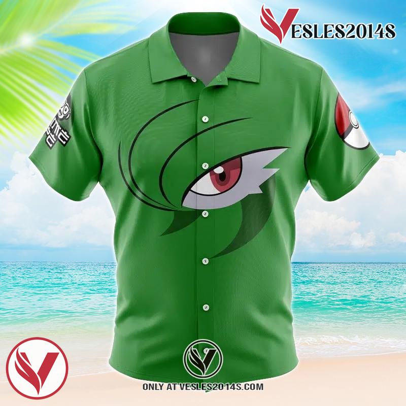 Gardevoir Face Pokemon Button Up Hawaiian Shirt
