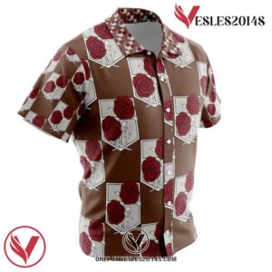 Garrison Attack on Titan Hawaiian Button Up Shirt, Perfect Gifts For Anime Lovers - Vesles2014S 1