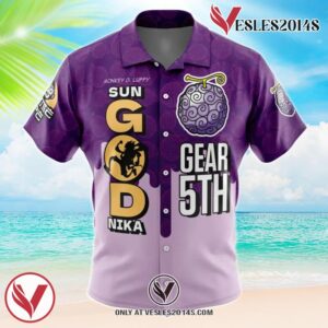 Gear 5th Luffy V3 One Piece Hawaiian Button Up Shirt, Perfect Gifts For Anime Lovers - Vesles2014S 1