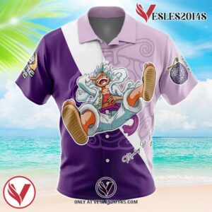 Gear 5th Luffy V5 One Piece Hawaiian Button Up Shirt, Perfect Gifts For Anime Lovers - Vesles2014S