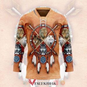 Gearhuman Native American Wolves Dreamcatcher Hockey Jersey, Trending Gifts For Fans - Vesles2014s 2