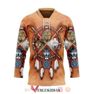 Gearhuman Native American Wolves Dreamcatcher Hockey Jersey, Trending Gifts For Fans - Vesles2014s