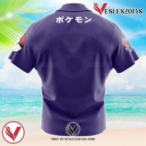 Gengar Face Pokemon Hawaiian Button Up Shirt, Perfect Gifts For Anime Lovers - Vesles2014S 1