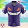 Gengar Face Pokemon Hawaiian Button Up Shirt, Perfect Gifts For Anime Lovers - Vesles2014S