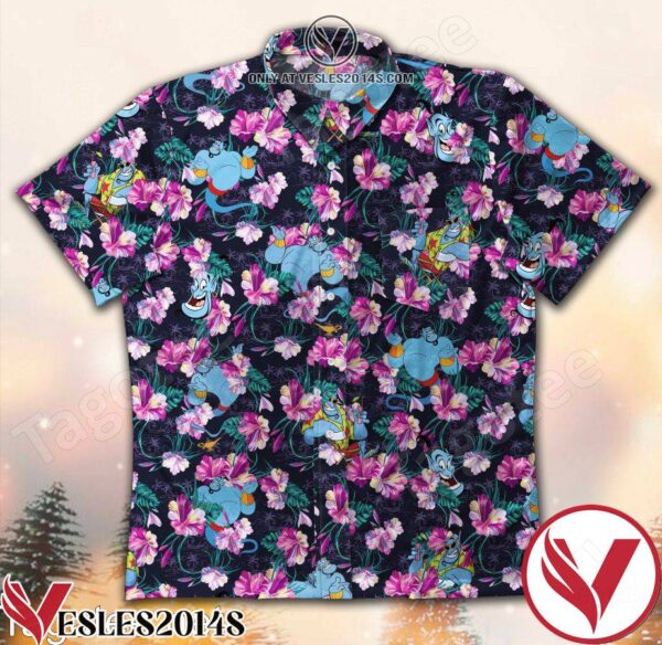 Genie Aladdin Tropical Hibiscus Palm Tree Hawaiian Shirt, Unique Gifts For Friends - Vesles2014S 1
