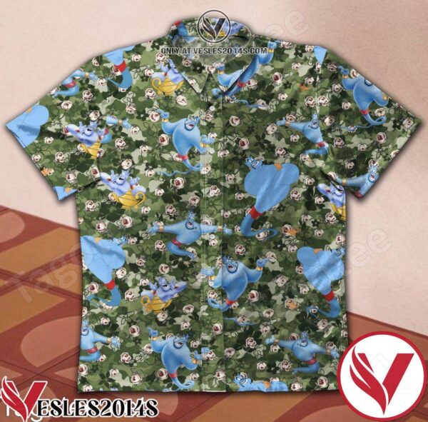 Genie From Aladdin Flower Green Camo Hawaiian Shirt, Unique Gifts For Friends - Vesles2014S 1